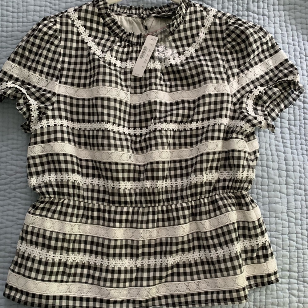 Preppy J Crew gingham top with tags.
